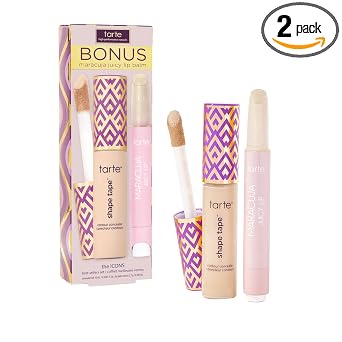 tarte icons shape tape concealer & maracuja juicy lip duo – Full Coverage Concealer for Dark Circles & Fine Lines with Hydrating Nourishing Lip Gloss Balm, Vegan & Cruelty Free