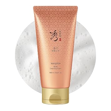 Sooryehan Bon Cleansing Foam (5.4 fl oz) - Limpiador de ginseng herbario coreano para hidratación y vitalidad, reduce la tensión y la opacidad. con Jinseng Soapberry y Ginseng Bonchodan