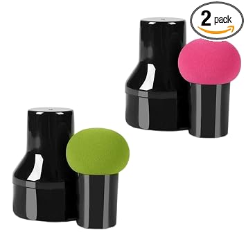 2 esponjas de maquillaje, esponjas de maquillaje con asas, estuches de maquillaje para cremas y polvos de base (hongo A)