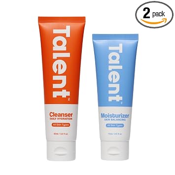 Talent Essential Starter - Set de cuidado de la piel, suministro para 90 días, cuidado de la piel coreano, verificado por EWG, limpiador diario sin fragancia (3.0 onzas) e hidratante (2.5 onzas)