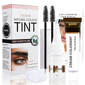 Kit de color de pestañas, juego de color instantáneo para cejas y pestañas, 0.2 fl oz-negro