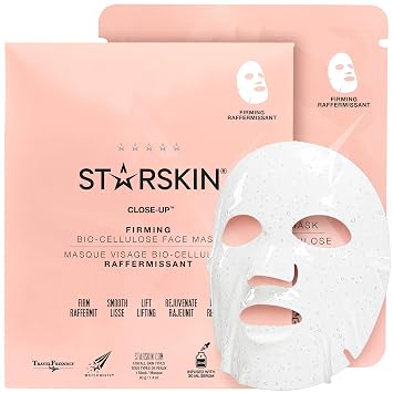 STARSKIN Máscara facial reafirmante de biocelulosa de coco para todo tipo de piel, mascarilla coreana para el cuidado de la piel, mejora de la elasticidad de la piel y efecto rejuvenecedor, cuidado de