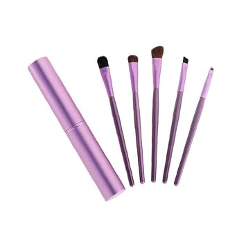 Juego de 5 brochas de maquillaje de ojos mini portátil para sombra de ojos, delineador de ojos, cepillo de cejas profesional de viaje, kit de brochas de maquillaje de labios