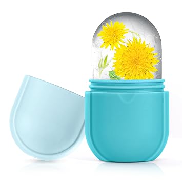 Rodillo de hielo para cara y ojos, rodillo de hielo de belleza facial, herramientas para el cuidado de la piel, cubo facial, masaje facial Gua Sha, molde de hielo de silicona para belleza (azul)