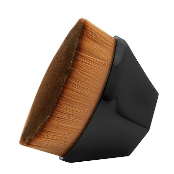 Kabuki - Brocha para base de maquillaje líquido con funda protectora, pincel Kabuki para base de polvo, mousse autobronceador, bronceador, base líquida para rostro y cuerpo
