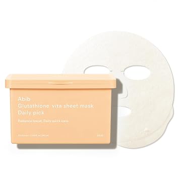 Abib Máscara de hoja de glutatión Vita, selección diaria, 30 hojas, mascarilla coreana radiante para la piel