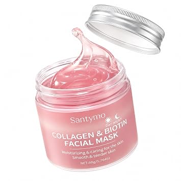 Mascarilla facial con biotina de colágeno, mascarilla reafirmante para un resplandor instantáneo, tratamiento hidratante y refinador de poros, cuidado coreano de la piel para mujeres y hombres