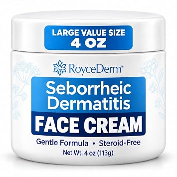 Roycederm Crema facial para dermatitis seborreica, hidratante sin esteroides para enrojecimiento, descamación y piel sensible, alivio diario de cara, cuero cabelludo y cuerpo, sin fragancia, no grasa