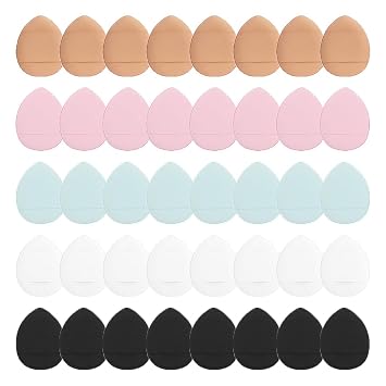 Juego de 40 esponjas de maquillaje de soplo de polvo, dedo triangular para maquillaje, esponja de maquillaje de doble uso (seco/húmedo) para base, corrector, polvo de cara y ojos