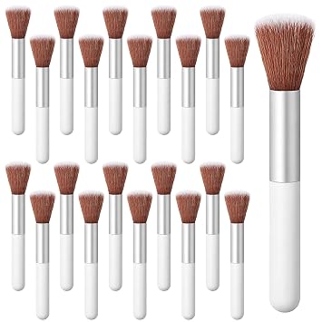 20 brochas de maquillaje esponjosas de belleza a granel, brochas de maquillaje desechables suaves con mango cómodo, cepillo portátil para base de rubor facial, cepillo de viaje para cejas en polvo