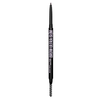 Maybelline Express Brow Maquillaje de cejas ultra delgado, lápiz de cejas con punta de precisión y carrete para cejas definidas, marrón ceniza (el embalaje puede variar)