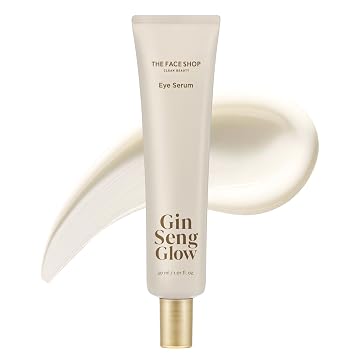 The Face Shop Ginseng Glow Eye Serum - Reduce las ojeras visibles y las arrugas, con ginseng coreano, retinol, antienvejecimiento, cuidado de la piel coreano, 1.0 fl oz / 1.01 fl. oz.