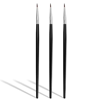 Juego de 3 brochas delineadoras puntiagudas con cerdas de fibra suave, aplicador de precisión para un control perfecto del delineador