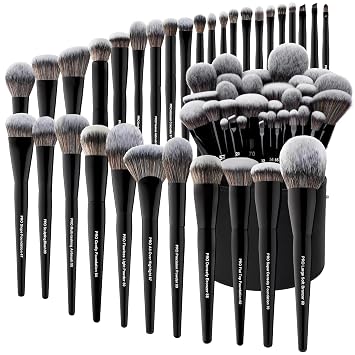 Bueart Design Juego de 32 brochas de maquillaje de grado PRO con soporte súper grande, brochas sintéticas ultra suaves de primera calidad para base, contorno, polvo, rubor, corrector, sombra de ojos