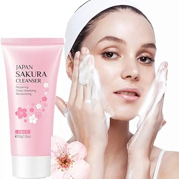 Limpiador facial Sakura Limpieza profunda Crema espumosa Reparación Limpieza profunda Hidratante Equilibrio Aceite Agua