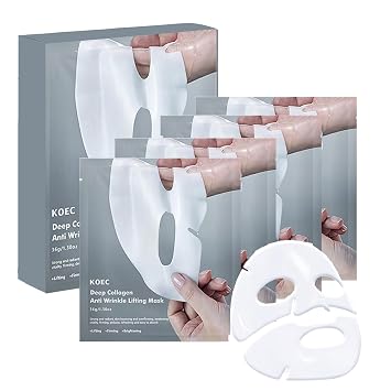 Paquete de 4 mascarillas de colágeno profundo para toda la noche, máscara facial profunda real de biocolágeno, cuidado de la piel coreana, mascarillas faciales de hidrogel para piel de vidrio, elasticidad, reafirmante e hidratante