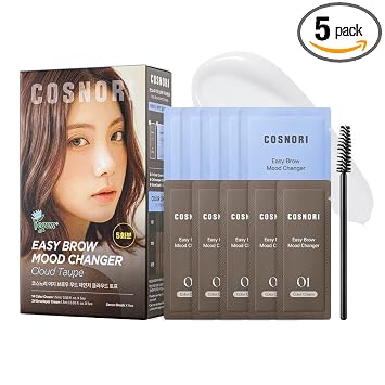 COSNORI Easy Brow Mood Changer Cloud Taupe - Kit de tinte coreano para cejas, sombra marrón ceniza suave, cejas de aspecto natural, fórmula suave, aplicación en casa, 5 aplicaciones