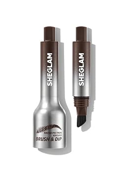 SHEGLAM Brocha Angular Brow-Fection y Lápiz de Cejas Microblading Mejorado de Inmersión, Larga Duración, Impermeable, Fácil de Colorear - Chocolate