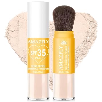 Scarman Polvo de ajuste de protector solar mineral SPF 35 para rostro y