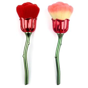 2 brochas de maquillaje de rosas, brocha para rubor, brochas de maquillaje para polvo de cara grande, brochas kabuki para polvo, cepillo de polvo cosmético para uñas, cepillo suelto para