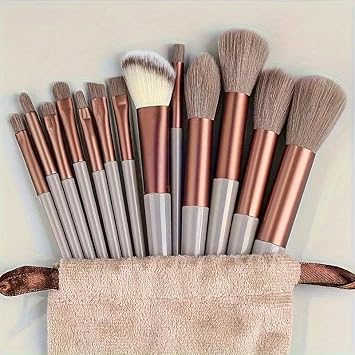 13-Piece Professional Makeup Brush Set with Soft Bristles for Beauty, Eyeshadow, Foundation, Blush, and Cosmetics (Red)