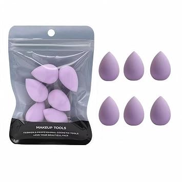 Juego de 6 mini esponjas de maquillaje, pequeña esponja de belleza negra para base, polvo, corrector y sombra de ojos (morado)