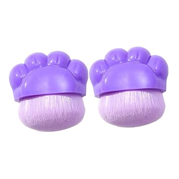 2pcs Cat Paw Foundation Makeup Brush Set Portable Travel Concealer and Powder Brush for Face Blush Application