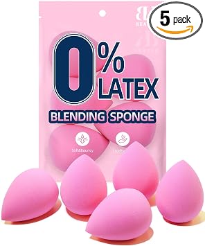 BEAKEY - Juego de esponjas de maquillaje para mezclar, esponjas de belleza suaves de color rosa