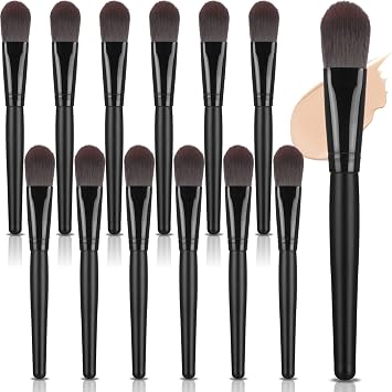 Teenyyou 12 Pcs Flat Foundation Brush Bulk con cerdas de nailon mango de