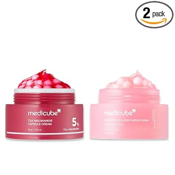 medicube Trending Ingredients Capsule Duo: TXA + Niacinamida y Salmon DNA PDRN Capsule Cream para una piel clara, firme e hidratada | Mositurizador diario Customizavble para todo tipo de piel