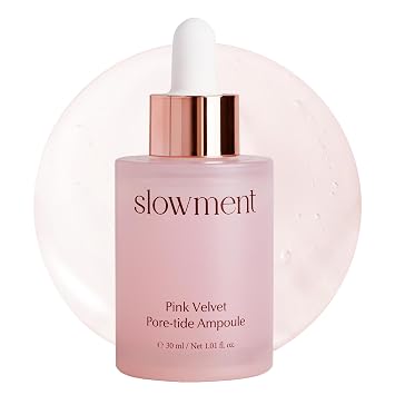 Ampolla Pink Velvet Pore-Tide, suero coreano refinador de poros para una textura suave de la piel y brillo aterciopelado, suero facial ligero de péptido para poros visibles y piel lista para