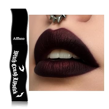 Brillo de labios gótico, altamente pigmentado mate burdeos oscuro con brillo, maquillaje gótico sedoso de larga duración, tinte de labios brillante para mujeres, lápiz labial hidratante para uso diario, vampiro de Halloween, bruja, teatro