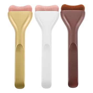 ibasenice 3pcs Flat Foundation Brush: Liquid Makeup Applicator - Bronzer Highlighter Brush Even Application and Blending Makeup for Women Lady