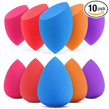Esponja de maquillaje InnoGear, 10 esponjas de maquillaje, set de mezcla de maquillaje de belleza, Puff de aplicación de mezcla, polvo de crema líquida impecable
