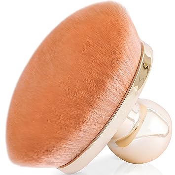 Brocha de maquillaje corporal extra grande para autobronceador – Cepillo corporal Kabuki ovalado de 4.528 in de ancho para mezcla bronceadora y difuminación, cepillo de fibra vegana autobronceador para piernas y cuerpo con bolsa de cordón Yoseng