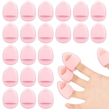 Juego de 50 mini esponjas de maquillaje triangulares – Juego de esponjas suaves para dedos, para base, polvo y corrector, esponjas cosméticas reutilizables (rosa)