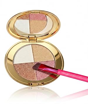 Paleta de ojos y mejillas - Paleta de resaltadores y rubores, paleta de maquillaje compacta para viajes para tonos brillantes y mezclables de larga duración