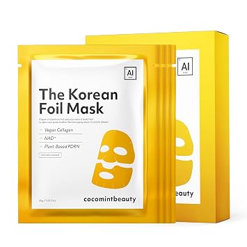 The Korean Foil Sheet Mask - Mascarilla aislante para absorción profunda, NAD +, colágeno, PDRN, reafirmante, elasticidad, hidratación (1.06 oz x 4 hojas)