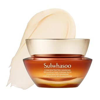 Sulwhasoo Crema rejuvenecedora concentrada de ginseng rica | Hidratante facial coreano antienvejecimiento | Reafirmante e hidratación profunda | Crema de retinol de péptido de ginseng para piel madura seca, 1.69 onzas líquidas