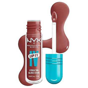 NYX PROFESSIONAL MAKEUP Lip IV - Tinte labial brillante hidratante, de larga duración, tintado, fórmula vegana con hidratación de 12 horas - Hydra Honey (marrón)