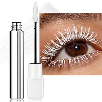 Máscara de pestañas blanca impermeable de larga duración, pestañas blancas a prueba de manchas, maquillaje para cosplay, Halloween, fiesta de escenario y cosméticos para ojos