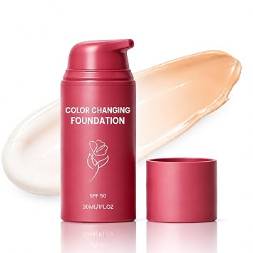 Base que cambia de color, base líquida coreana de acabado de ajuste automático para todos los tonos de piel, maquillaje ligero de cobertura construible, 1 onza líquida