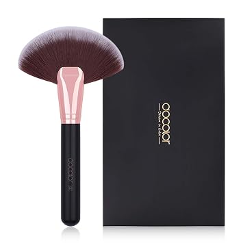 Docolor - Cepillo de polvo de acabado en abanico, cepillo multiusos para cara y cuerpo, resaltador profesional, polvo de colorete, bronceador, pómulos, cepillos de maquillaje, perfectos para polvo de