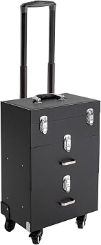 Estuche de tren de maquillaje rodante, equipaje de salón de belleza con hebilla de seguridad y longitudes de barra ajustables, equipaje cosmético para peluqueros/estilistas, técnicos de uñas
