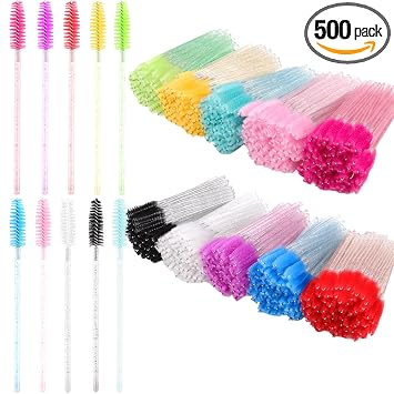 500 piezas de cepillo de cejas carretes de pestañas para extensiones de pestañas, cepillo de pestañas, peine desechable, varitas de rímel para ojos, cepillo de pestañas para cejas