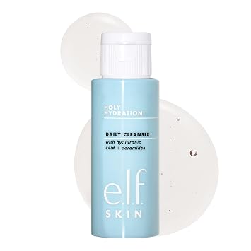 e.l.f. SKIN Holy Hydration! Limpiador diario Mini, limpiador facial para eliminar el exceso de aceite, impurezas y maquillaje, fabricado con ácido hialurónico, vegano y libre de crueldad animal