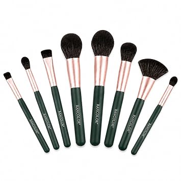Juego de 8 brochas de maquillaje para rostro y ojos, negro y oro rosa