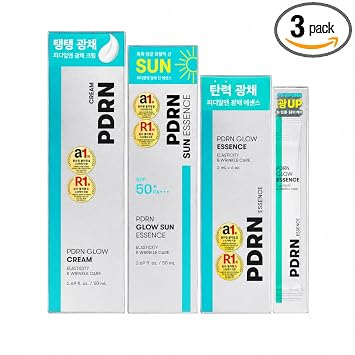 Set de cuidado de la piel coreano Pdrn Glow Cream Sun Esencia y bolsitas de esencia de 0.1 fl oz