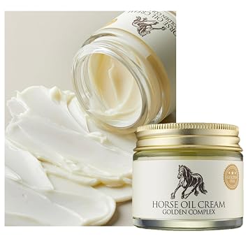 CHARMZONE Mayu Horse Oil & Gold - Crema facial coreana para el cuidado de la piel con extracto de aceite de caballo y sello dorado para una hidratación intensa, nutrición y vitalidad de la piel, todo tipo de piel (2.37 onzas líquidas / 2.4 fl oz)
