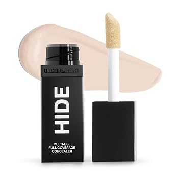 HIDE Corrector líquido, corrector de cobertura media a completa para imperfecciones, ojeras y cicatrices debajo de los ojos, corrector sin aceite, gasa (ver buscador de sombra), 0.5 onzas líquidas
